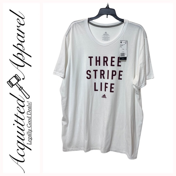 Adidas Tge Go To Tee Three Stripe Life T-Shirt 2XL NWTs - Picture 1 of 7